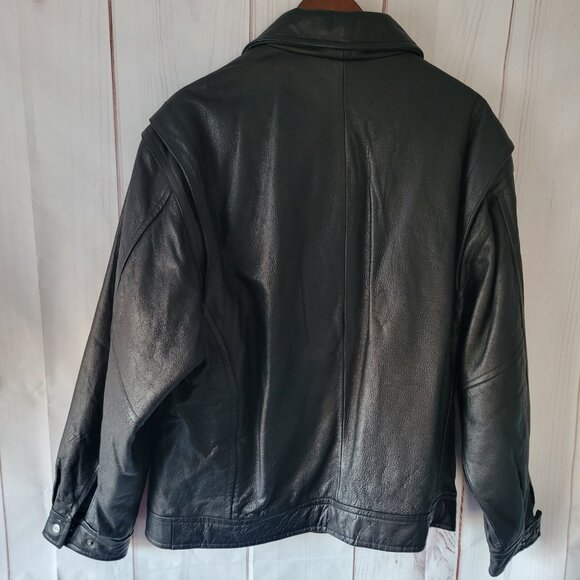 Vintage 90’s PEPSI Men’s L Classic Black Leather Bomber Jacket, Lined, NWOT - Picture 6 of 11